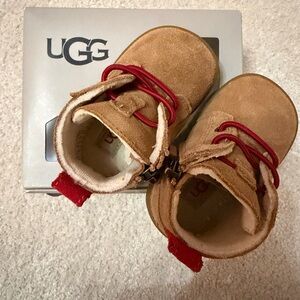UGG Kids Brown Boots with Red Details